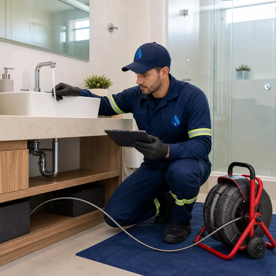 Técnico conferindo funcionamento após serviço com garantia